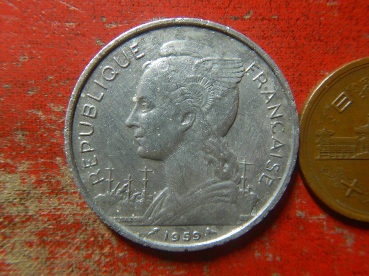 外国・フランス領ソマリランド／５フラン・アルミニウム貨（1959年）：発行枚数５０万枚　240512_画像1