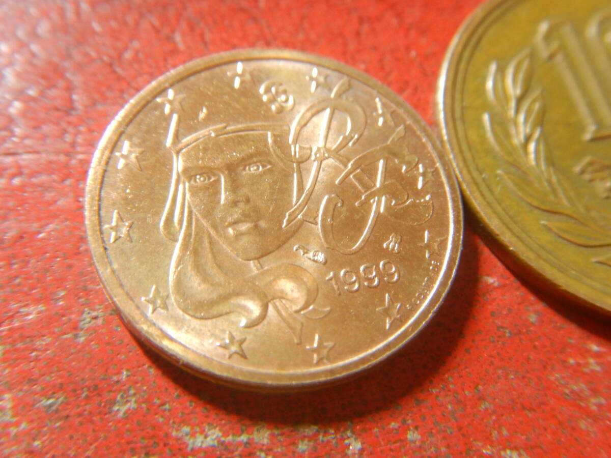外国・フランス／２ユーロセント銅張りスチール貨（1999年）　240513_画像3