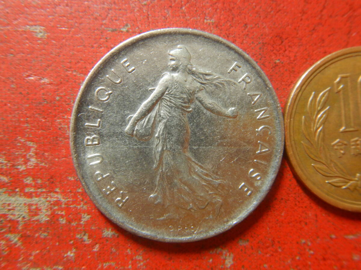 外国・フランス／５フラン・ニッケル張り白銅貨（1971年）　240517_画像1