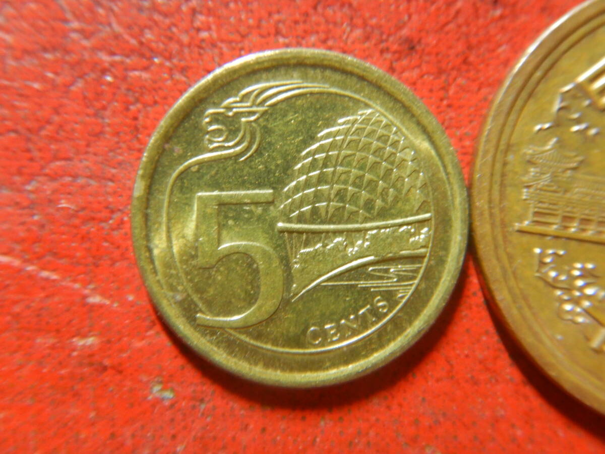 外国・シンガポール／５セント黄銅張りスチール貨（2014年）　240514_画像1