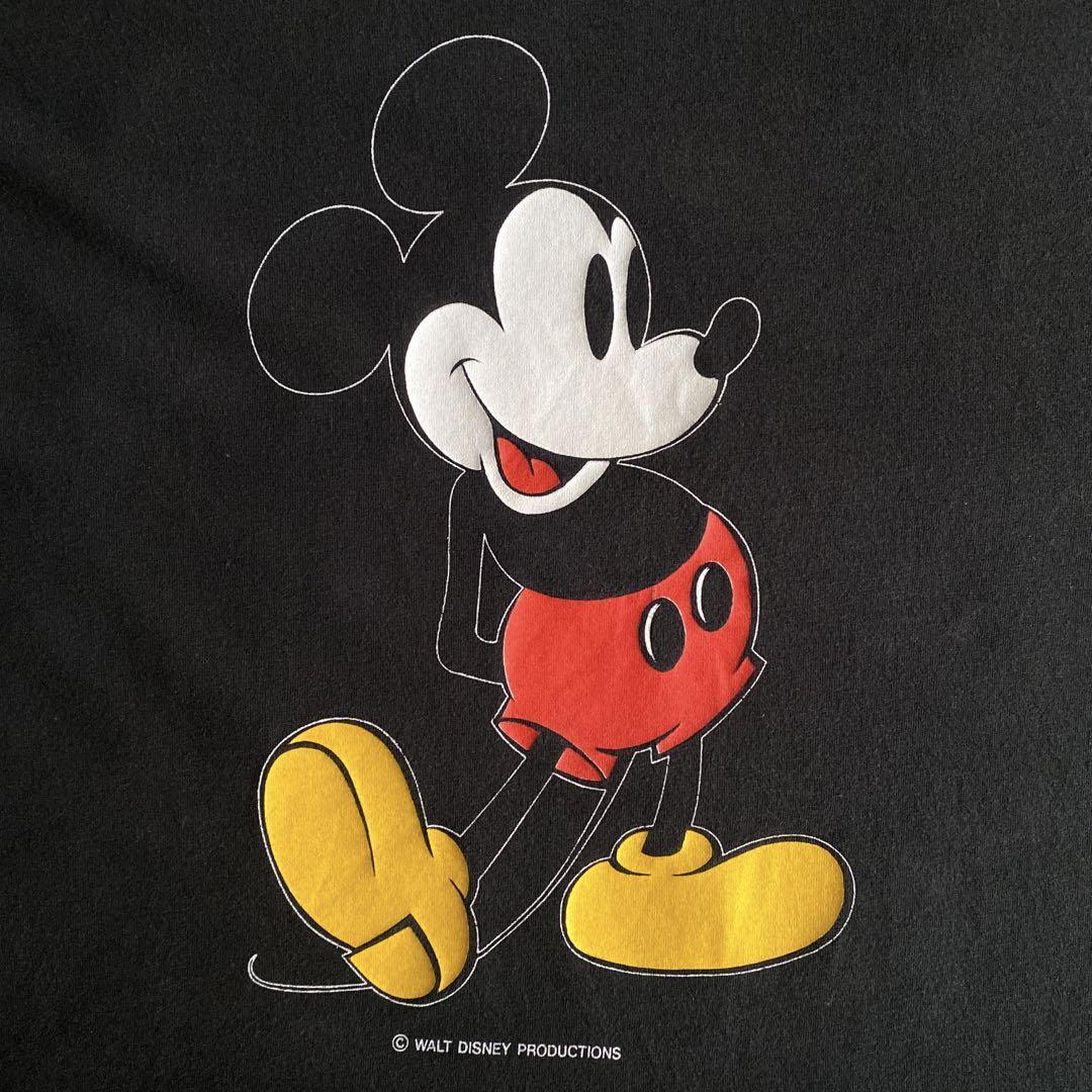 80s 90s ビンテージ USA製 Disney ディズニー Mickey Mouse ミッキー マウス Tシャツ JERZEES RUSSELL ボディ 黒 ブラック XL_画像2