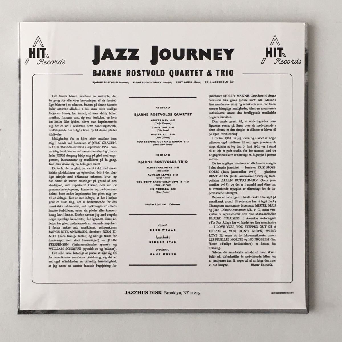送料無料 評価1000達成記念 紙ジャケットジャズCD Bjarne Rostvold Quartet & Trio “Jazz Journey” 1CD Jazzhus (Hit Record) アメリカ盤_画像3