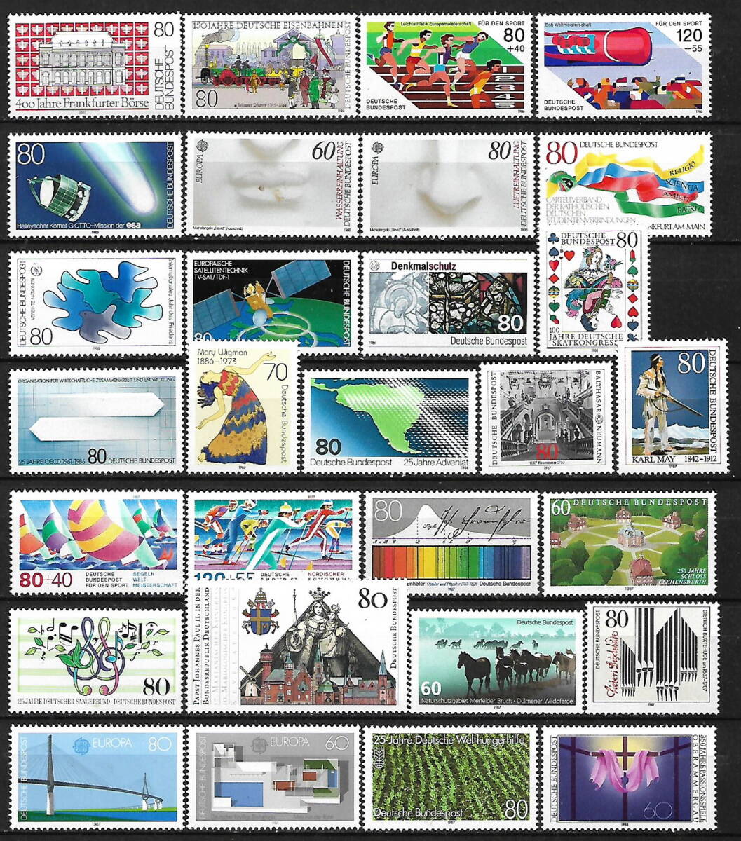 ★1986-1993年 -ドイツ 記念切手 まとめ 100種(1種完,2種完,3種完) -(100枚) - 未使用(MNH)★ZW-749_画像1