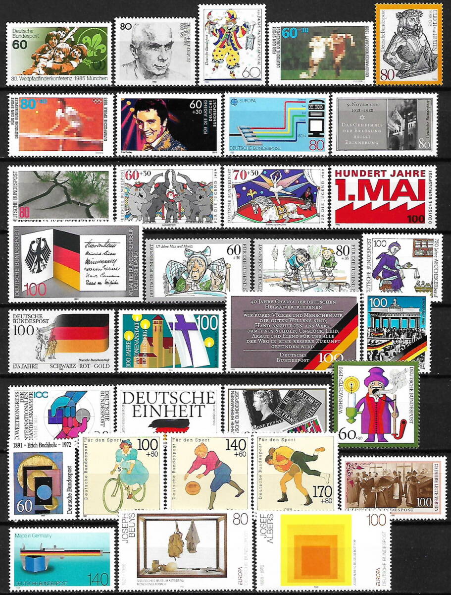 ★1986-1993年 -ドイツ 記念切手 まとめ 100種(1種完,2種完,3種完) -(100枚) - 未使用(MNH)★ZW-749_画像2