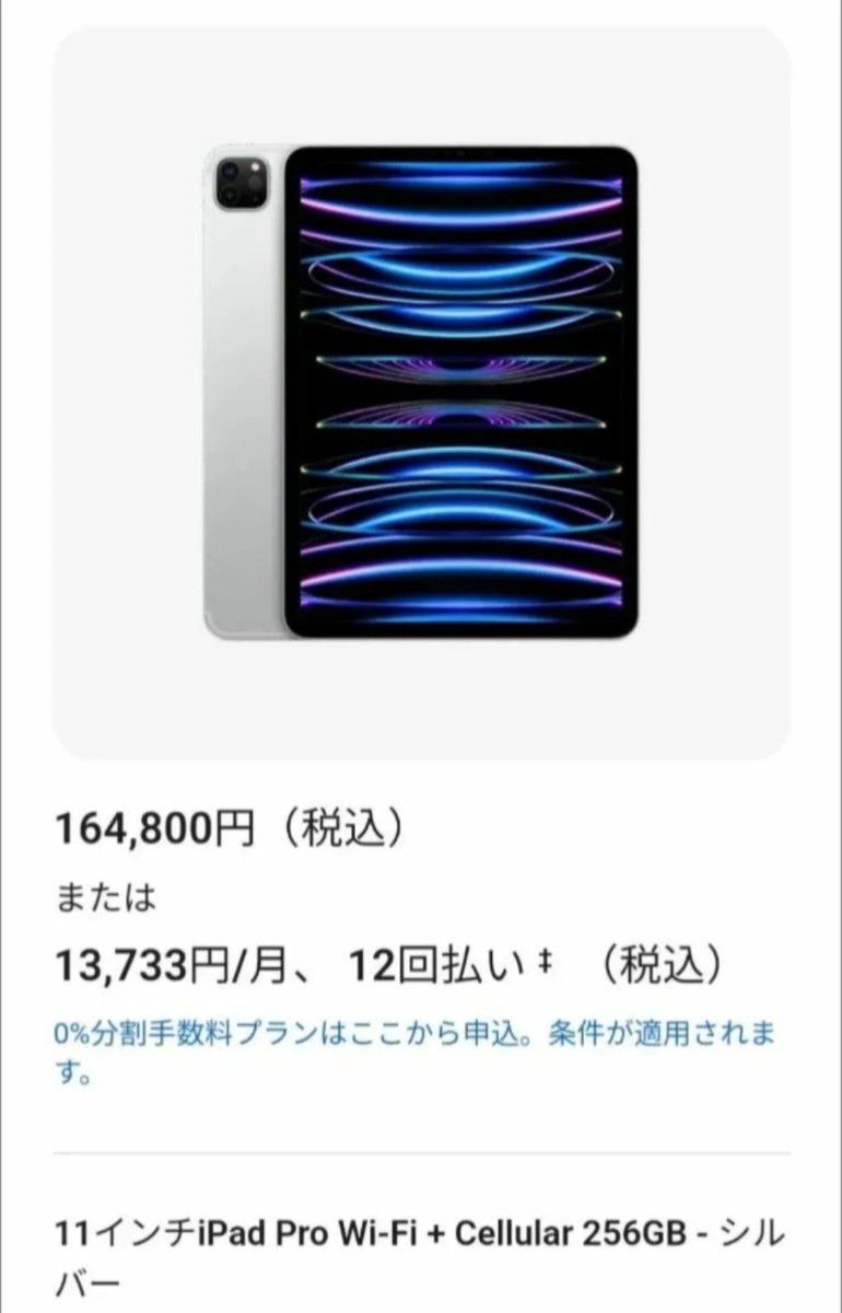 【新品未使用品】iPad Pro 11インチ 第4世代 Wi-Fi ＋ Cellular 256GB Apple Store版