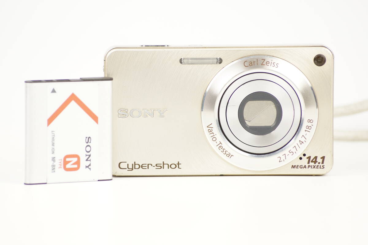 ■ 美品 ■ ソニー SONY Cyber-shot DSC-W350 シャンパンゴールドボディ コンパクトデジタルカメラ バッテリー付き 0789 _画像1