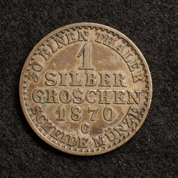 KM#485/ドイツ連邦 プロイセン王国 ヴィルヘルム1世 1ジルバーグロッシェン銀貨（1870）[E801]コイン　_画像2