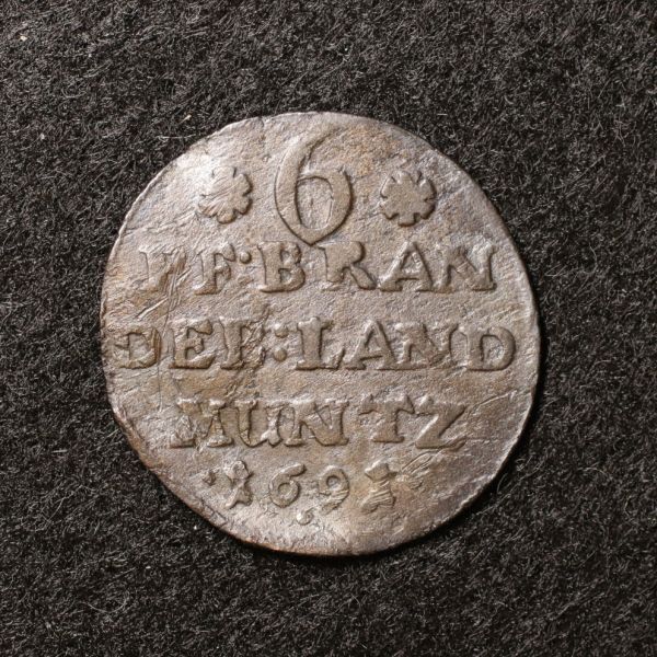 KM#568/ドイツ連邦 ブランデンブルク＝プロイセン6ペニヒ銀貨（1691年）フリードリヒ3世時代[E2093]コイン_画像1