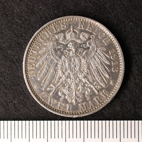 ドイツ連邦 プロイセン王国 ヴィルヘルム 2 世在位25 周年2マルク記念銀貨（1913）28 mm [E2266]コイン_画像2