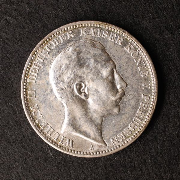 ドイツ連邦 プロイセン王国 3マルク銀貨（1910）33mm[E2273]コイン_画像1