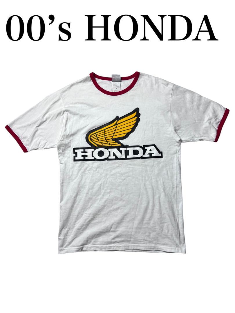 雰囲気抜群 HONDA METRO Hanes BEEFY リンガーTシャツ　　企業ロゴ　ホンダ　S