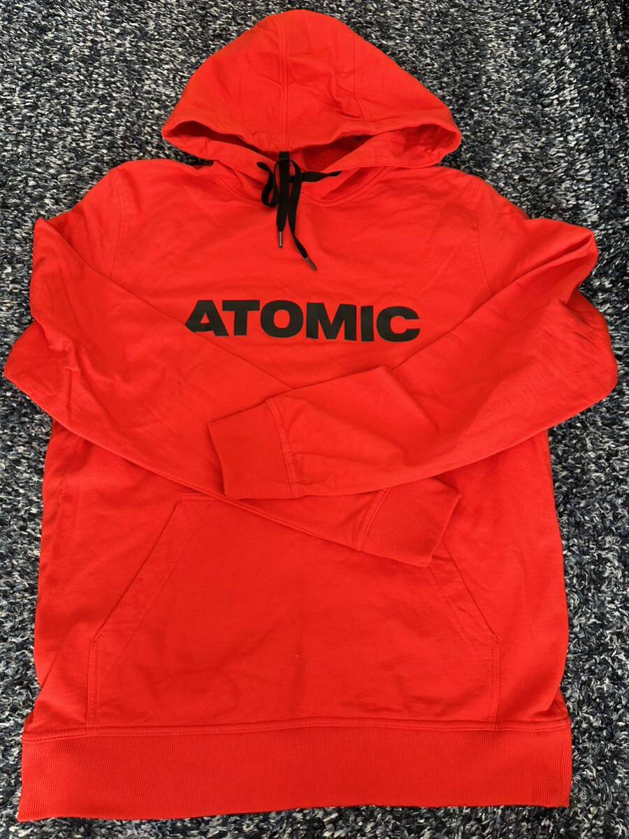 ATOMIC パーカー 裏起毛 赤　送料込　Lサイズ_画像1