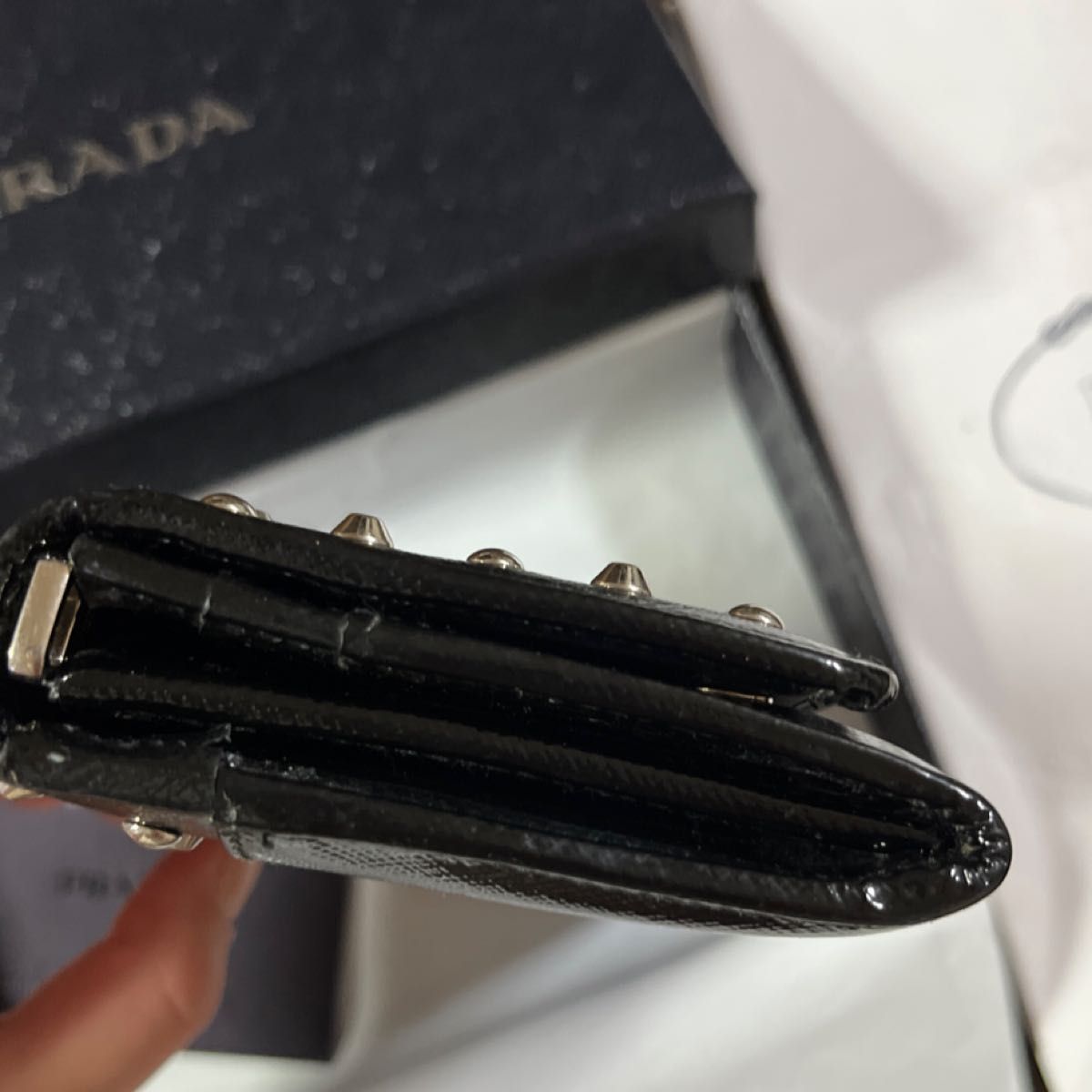 長財布 ウォレット レザー PRADA プラダ スタッズ