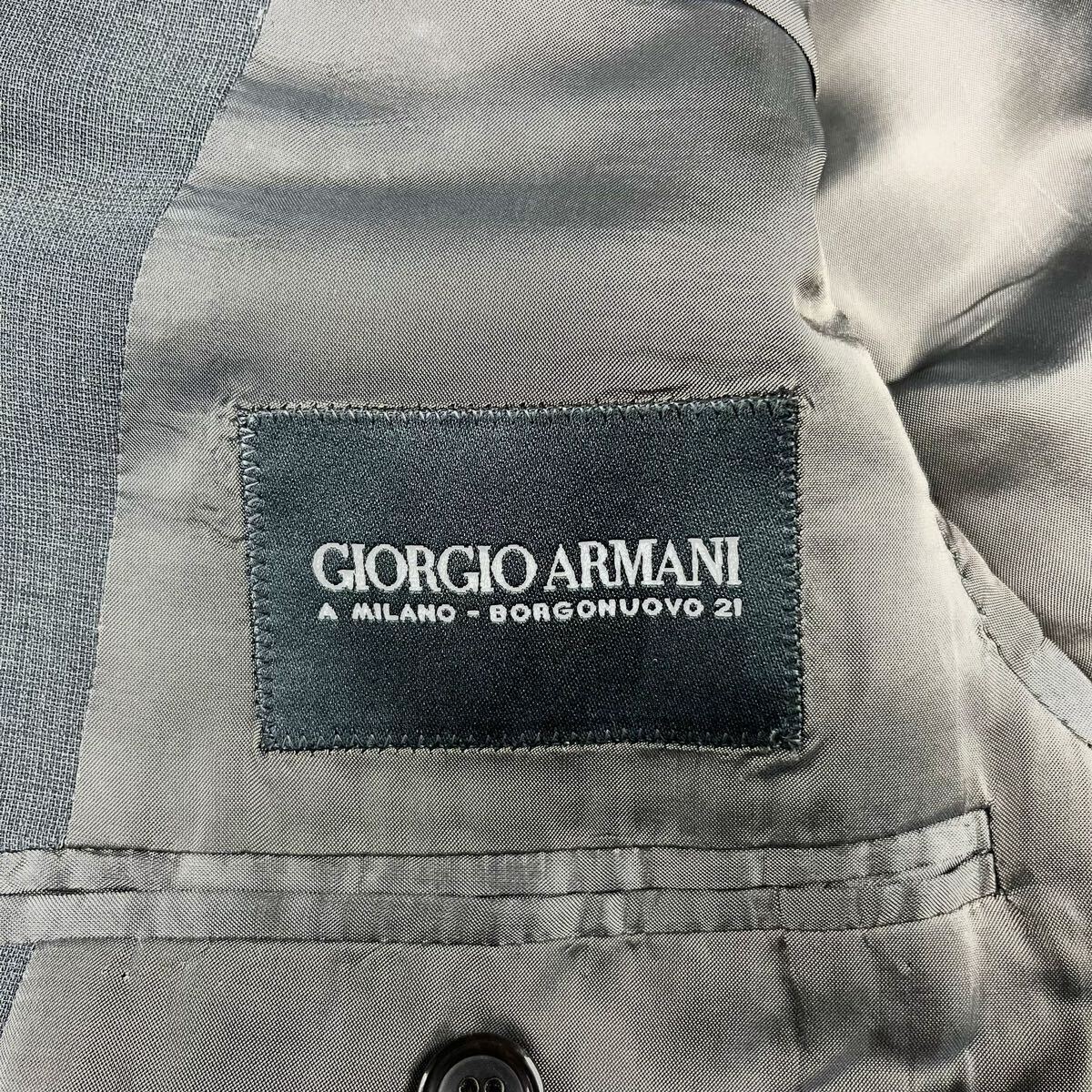 圧倒的存在感◎ 現行タグ◎ ジョルジオアルマーニ【最高級ライン】GIORGIO ARMANI テーラードジャケット Lサイズ相当 黒タグ◎ 極光沢◎_画像6