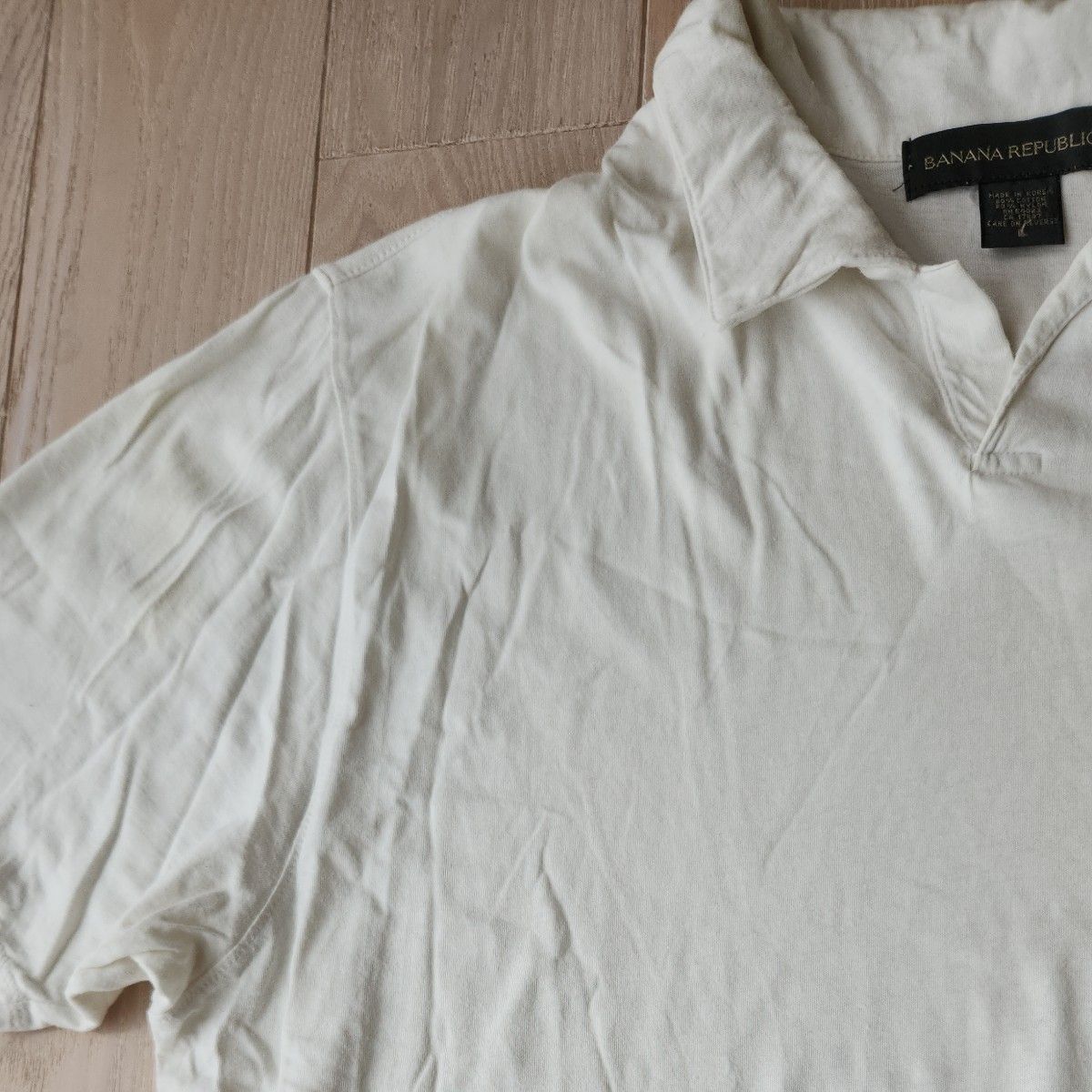 バナリパ　メンズ ホワイト  襟つき半袖シャツ 半袖ポロシャツ 白 ポロシャツ　大きいサイズ　XL