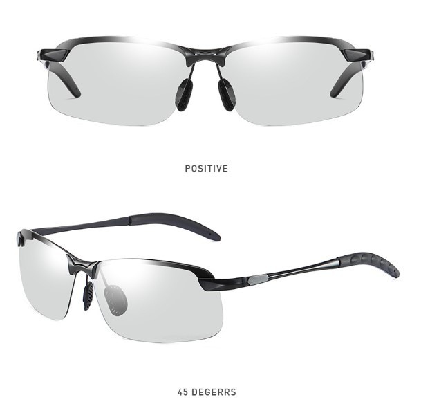  polarized light sports sunglasses discoloration style light polarized glasses day and night combined use * light weight metal UV400( color : black )