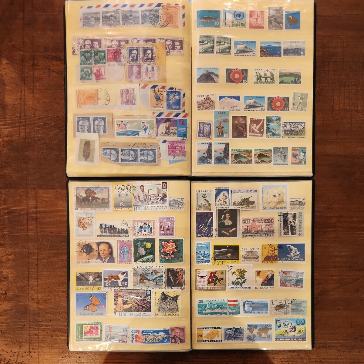 海外 切手ブック 世界 スタンプ有り使用済み コレクション 日本の未使用あり お年玉切手 昭和45年 49年_画像6