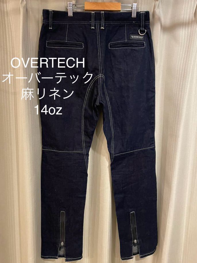 美品 OVERTECH オーバーテック デニム パンツ Heavy Oz Defensible Denim 14.5oz Linen Riders Fit ヘビーオンス リネン バイカー 旧車　L_画像1