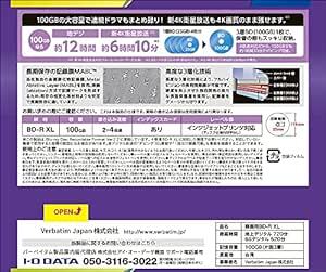 Verbatim バーベイタム 1回録画用 ブルーレイディスク BD-R XL 100GB 5枚 ホワイトプリンタブル 片面3の画像2