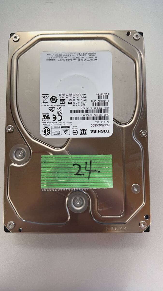 TOSHIBA SATA HDD 8TB MD05ACA800 CrystalDiskInfo正常_画像1