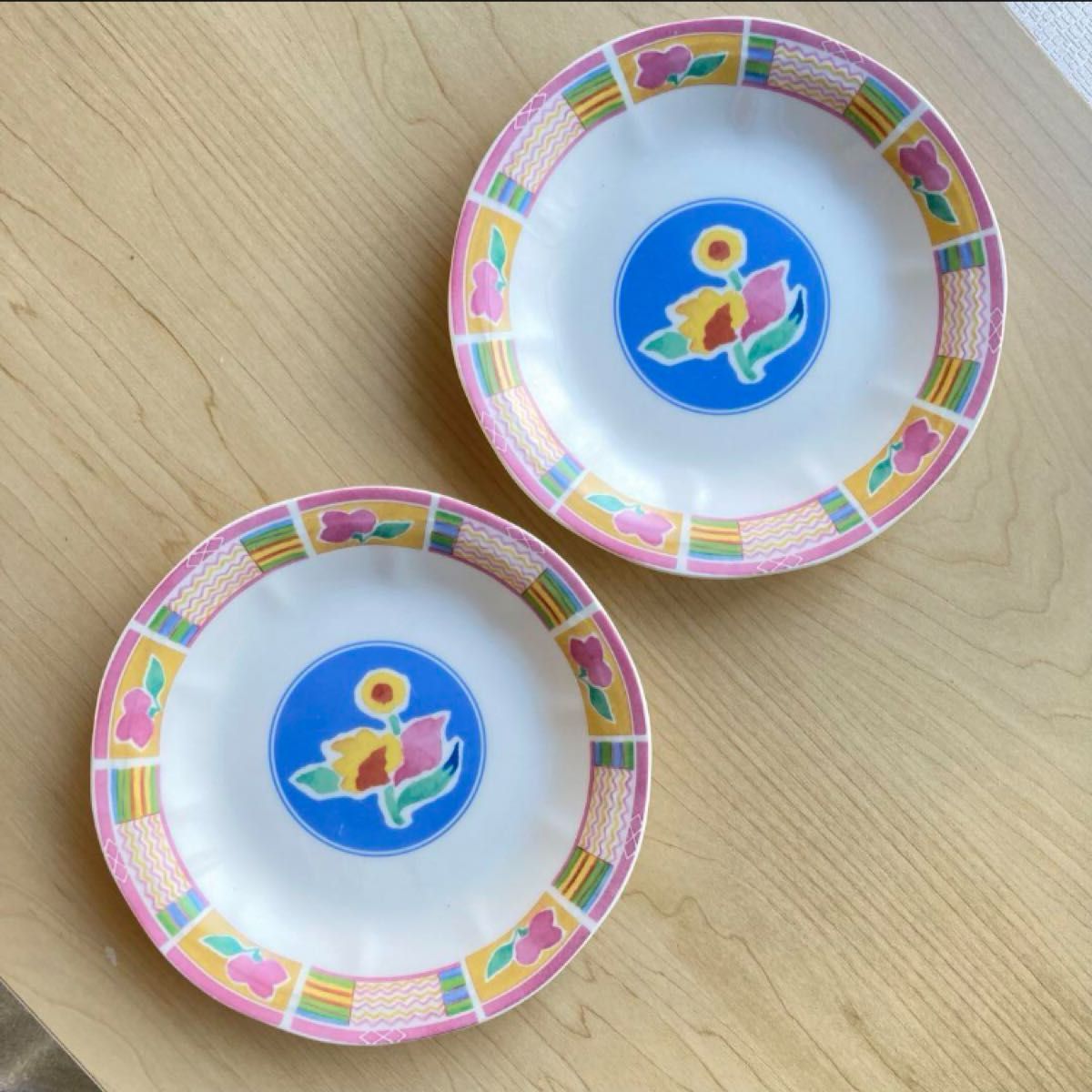 Nitto pottery お皿　花柄　ソーサー　2客セット レトロ プレート 中皿 レトロ 食器