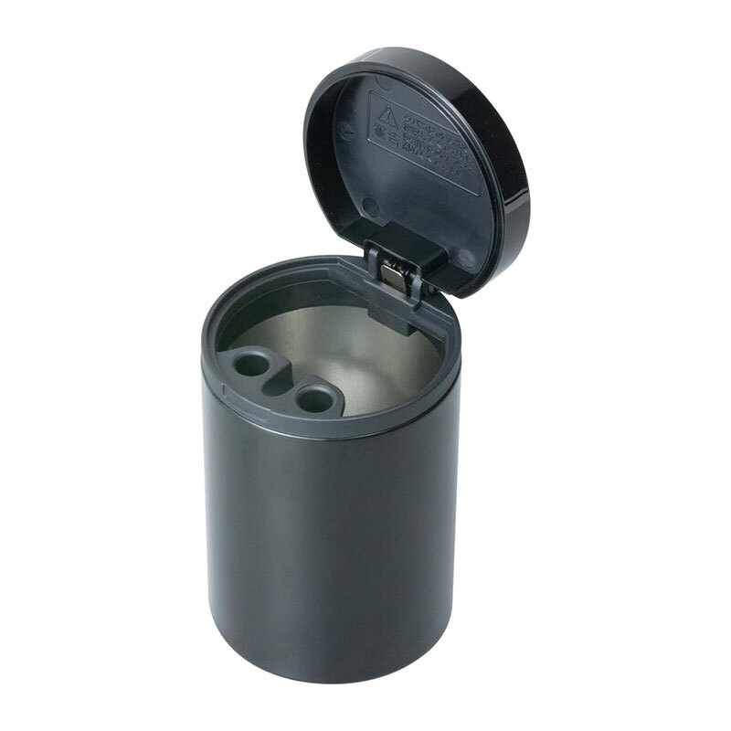 缶アッシュ1　灰皿 電子タバコ ブラック 大容量 軽量 置き型 消火穴付 缶灰皿 車内 セイワ WA150_画像1