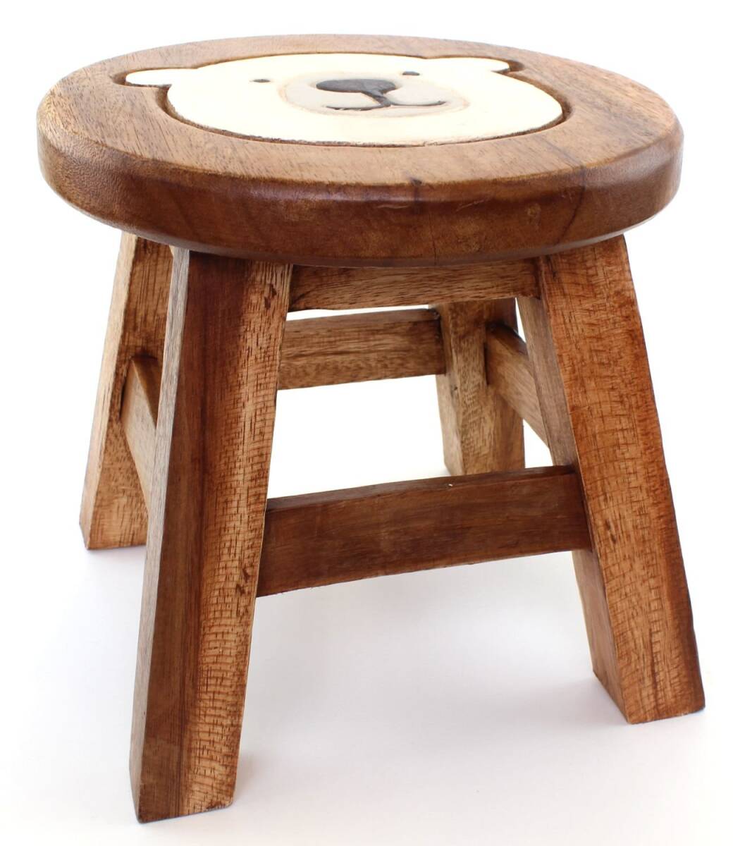☆木製　ラウンドスツール シロクマ　椅子　かわいい　北欧　キッズ