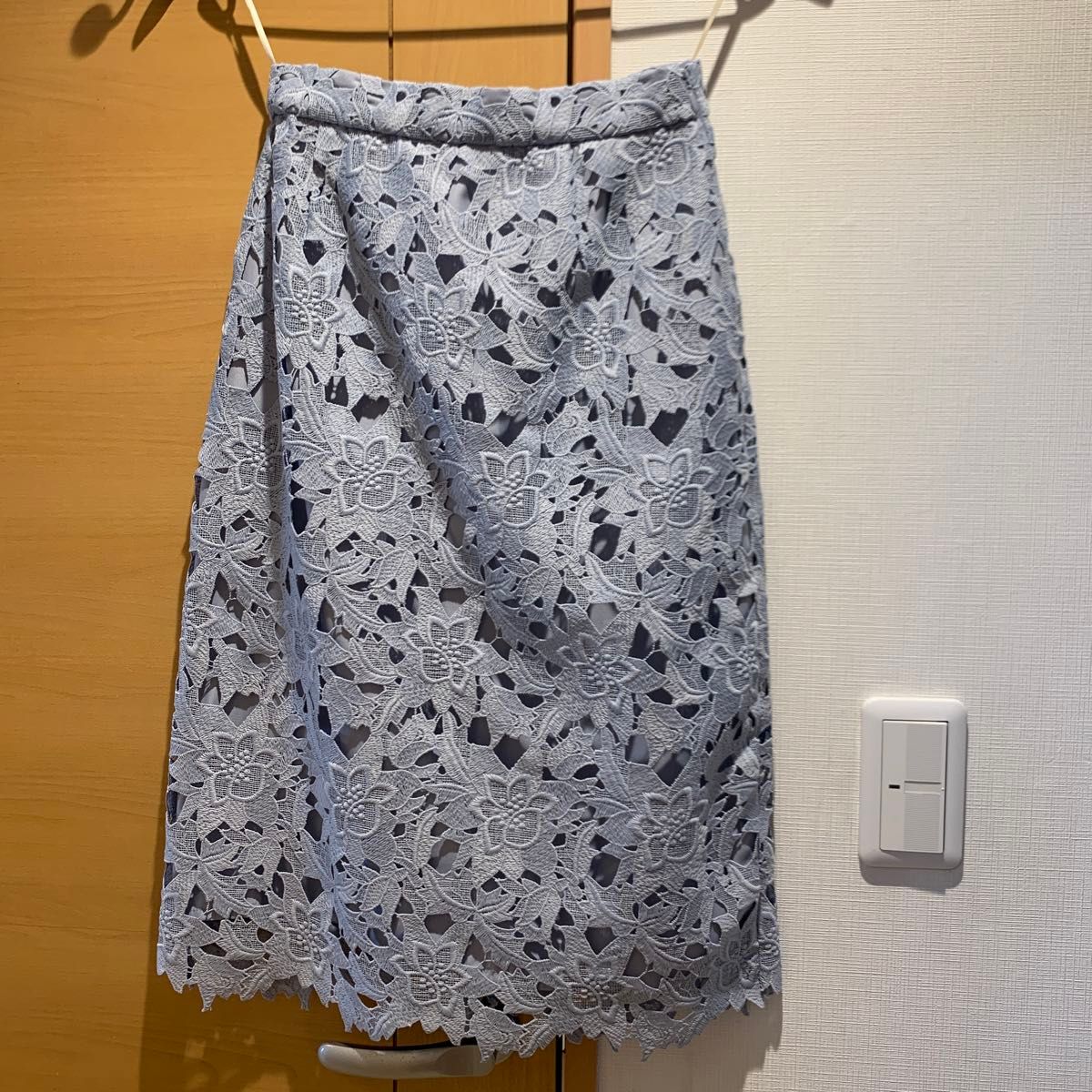 INDEX ブルー　 花柄 スカート　レーススカート　Sサイズ