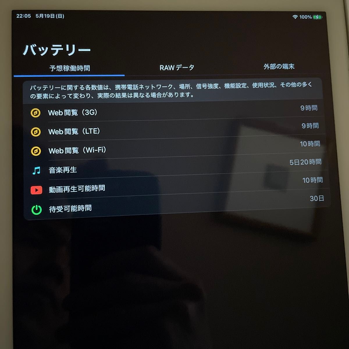 iPad  Air 2 シルバー  MGH72J/A  保護フィルム有　A1567 参考動画再生可能時間10時間