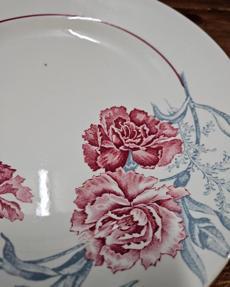 フランス Saint-Amand サンタマン ANTIBES アンティークプレート 平皿 お皿 花柄 インテリア カフェ 11_画像3