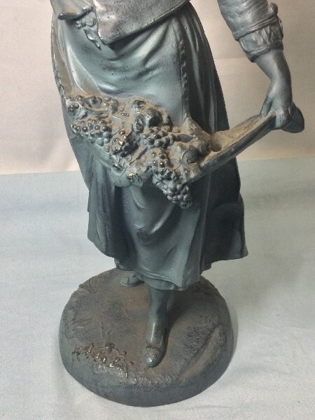 アンティーク　ブロンズ像　聖女　高さ46.5ｃｍ　重量2ｋｇ　銅像　女神　希少　彫刻　像　女性像　西洋　西洋彫刻　美術品　（3285）_画像8