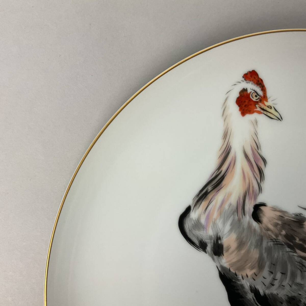 深川製磁 飾り皿 絵皿 飾皿 大皿 干支 鶏 鳥【Y1526】_画像4