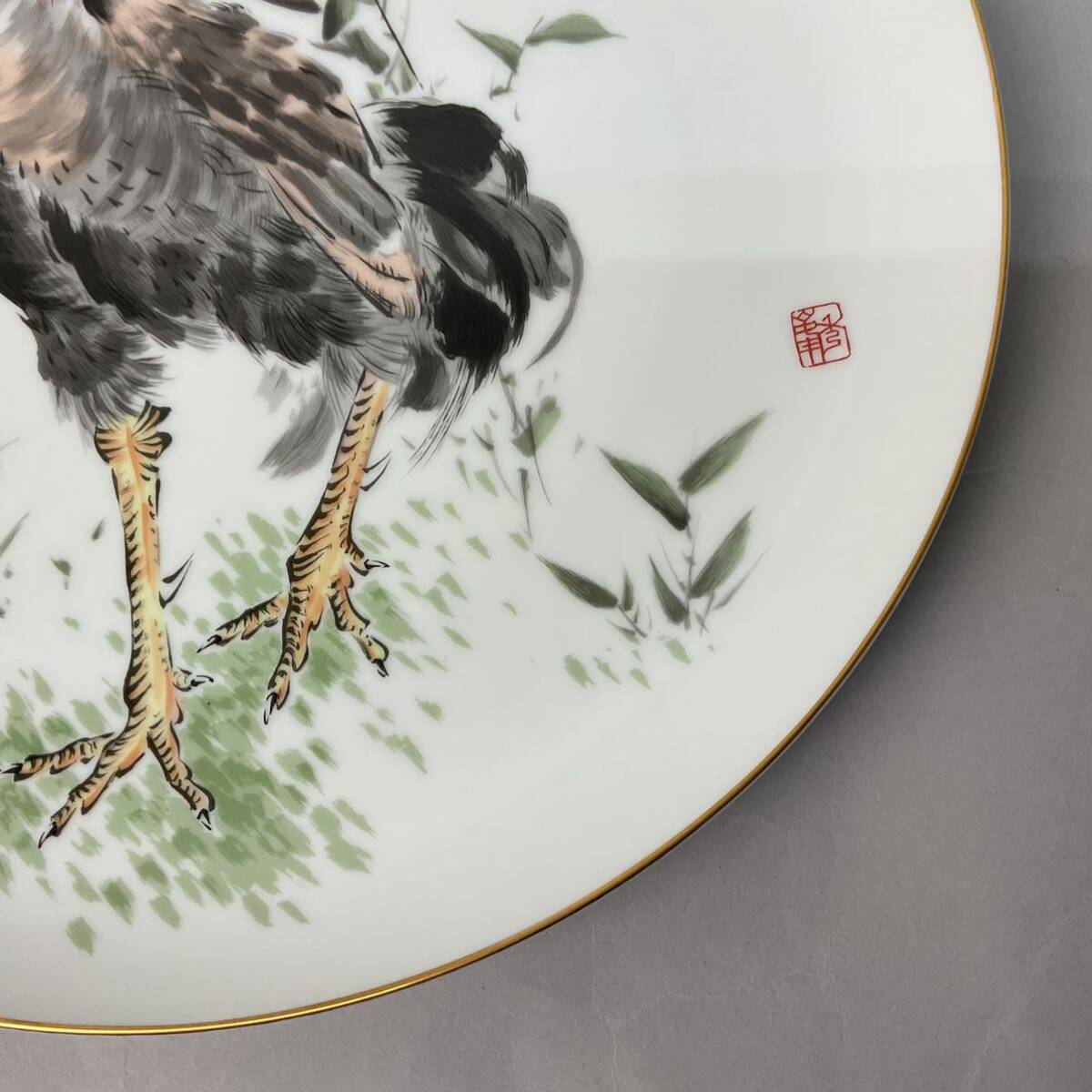 深川製磁 飾り皿 絵皿 飾皿 大皿 干支 鶏 鳥【Y1526】_画像6