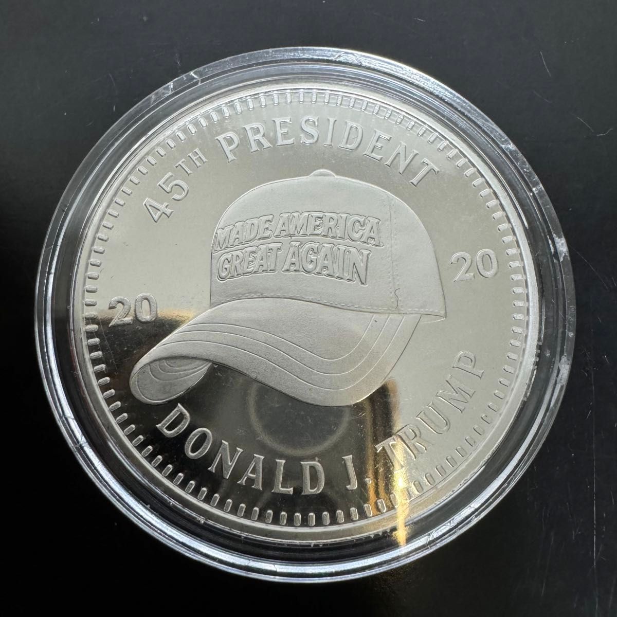 ケース入り 純銀 トランプ大統領 45th 銀貨 プルーフ コイン 1oz プルーフ銀貨 トランプ大統領 メガハット カプセル入り 純銀
