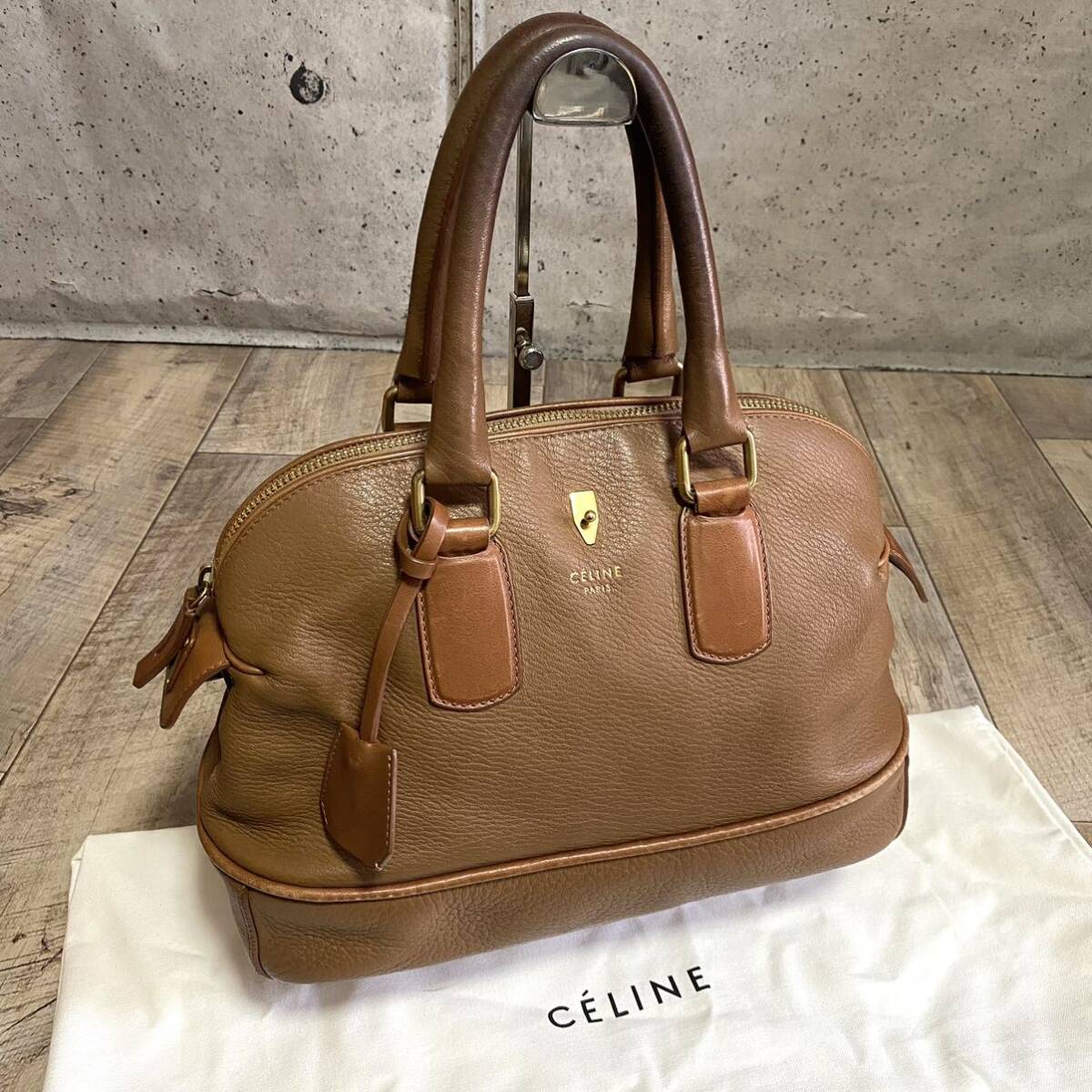 本物 CELINE セリーヌ アイコン ロゴ レザートートバッグ カバス ブラウン ハンドバッグ レザーバッグ ビジネスバッグ オールド レディース