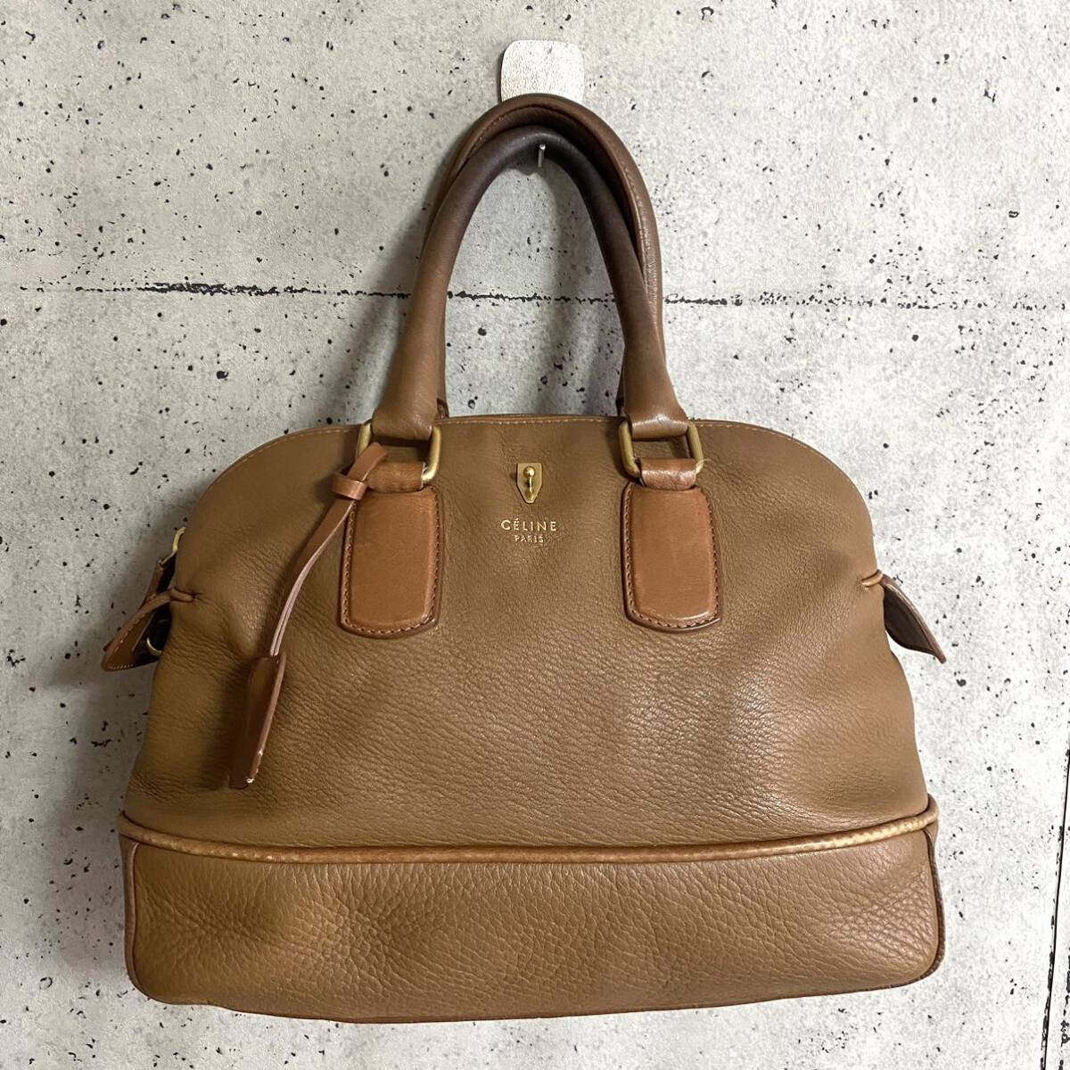 本物 CELINE セリーヌ アイコン ロゴ レザートートバッグ カバス ブラウン ハンドバッグ レザーバッグ ビジネスバッグ オールド レディース