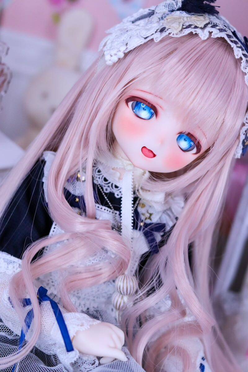 ＊night cherry＊ DDH-10 カスタムヘッド セミホワイト肌 レジンアイ2種 ソフビ盛り ★難あり 開口 DD MDDの画像2