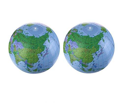 ビーチボール地球儀 2 個セット 世界地図 知力育て＆お洒落なおもちゃ 英語併記付きの地球風船/バルーン グローブボール_画像1