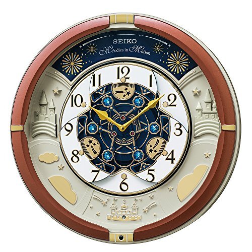 セイコークロック 掛け時計 からくり時計 電波時計 アナログ トリプルセレクション メロディ 茶メタリック 39×39×9.6cm RE601B_画像1