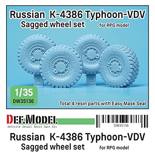 デフモデル 1/35 現用 ロシア軍 K-4386タイフーンVDV装輪装甲車用自重変形ホイールセット プラモデル用パーツ DW35136_画像4