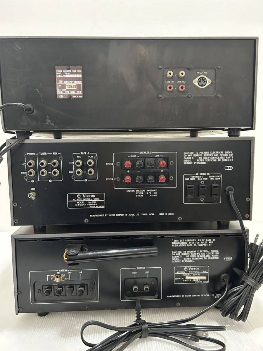 D(0516d2)ビクター VICTOR セット ステレオチューナー カセットデッキ オーディオ機器 JT-V31 JA-S31 KD-11 MADE IN JAPAN 通電確認_画像5