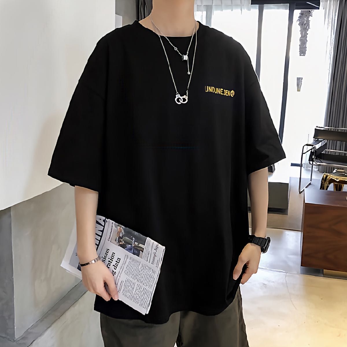 Tシャツ XL ブラック トムとジェリー アメコミ 人気 グラフィック ユニセックス バックプリント ストリート 韓国っぽい