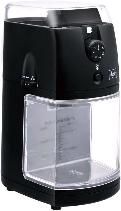 【大幅値下げ】メリタ Melitta コーヒー グラインダー コーヒーミル 電動 フラットディスク式 杯数目盛り付き ホッパー 100g、 定格時間_画像1