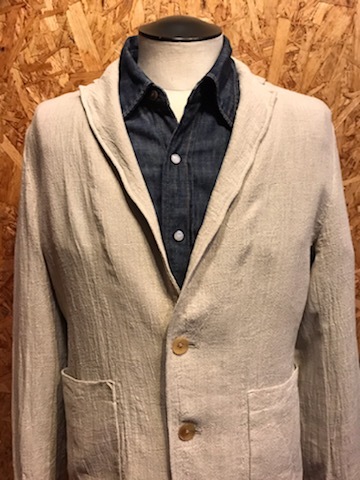  men's jacket COMME CA MEN Comme Ca men casual outer tailored beige linen flax 2B 2. thin small size FA022 (8)