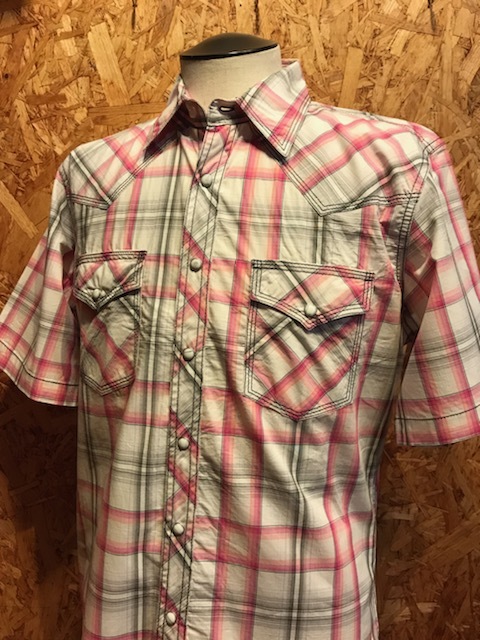 メンズシャツ Wrangler ラングラー アメカジ チェック 柄 ゆったり 半袖 ウエスタン ピンク FA015LPL / M レターパック発送可_画像8