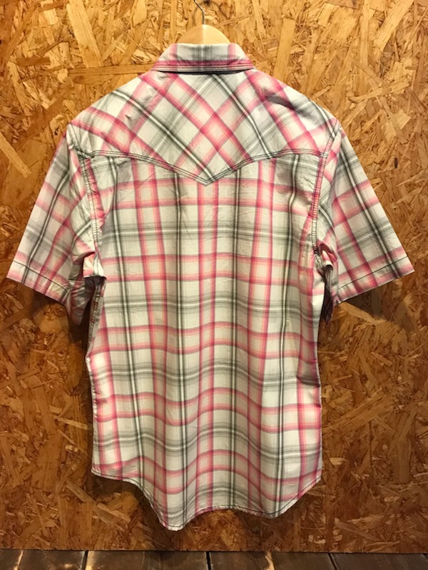 メンズシャツ Wrangler ラングラー アメカジ チェック 柄 ゆったり 半袖 ウエスタン ピンク FA015LPL / M レターパック発送可_画像6