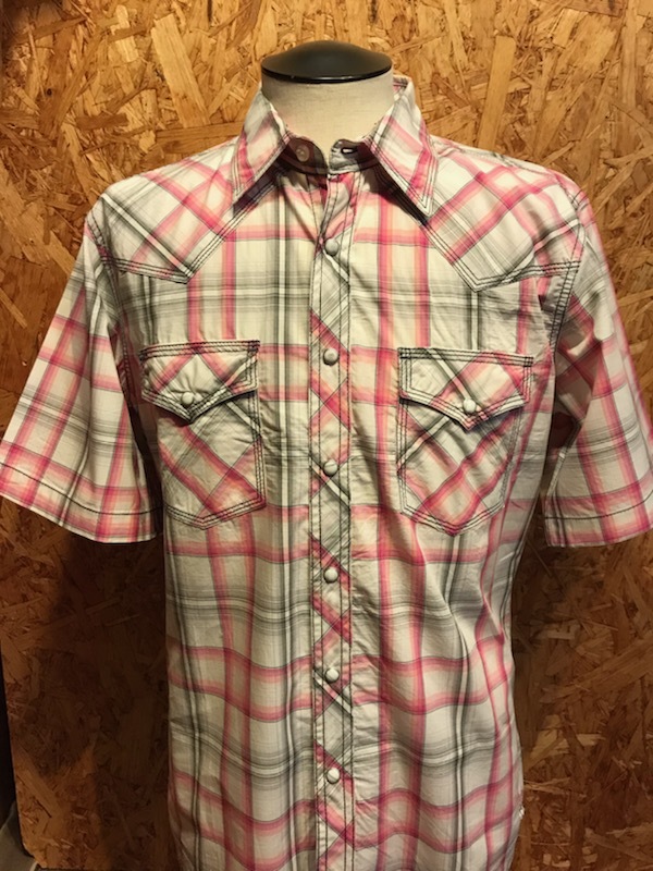 メンズシャツ Wrangler ラングラー アメカジ チェック 柄 ゆったり 半袖 ウエスタン ピンク FA015LPL / M レターパック発送可_画像7
