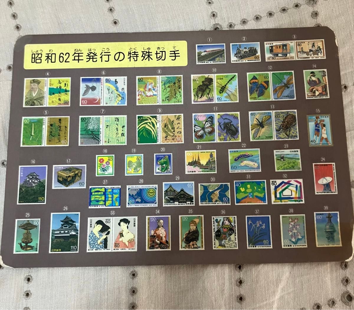 昭和62年度発行の特殊切手をデザインした下敷き