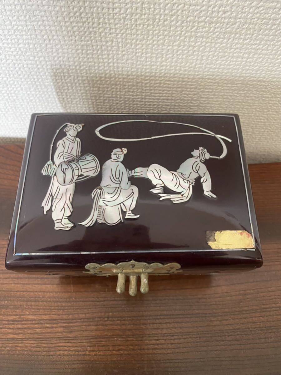 韓国伝統工芸 螺鈿細工 宝石箱 小物入れ 木製 代物_画像1