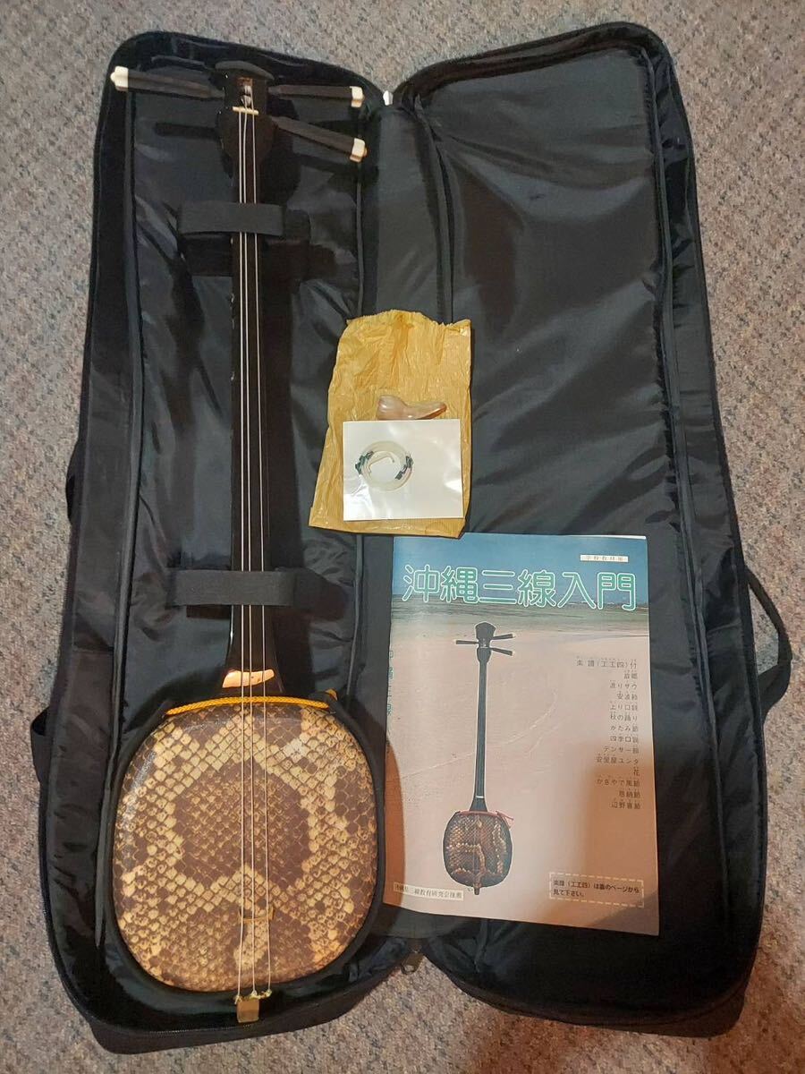 [E/H8082]*1 jpy start Okinawa sanshin . pattern traditional Japanese musical instrument . lamp Okinawa 